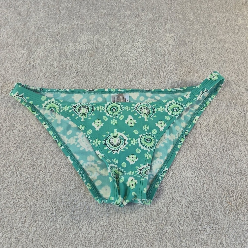 Patagonia Womens Size Large Bikini Bottom Swim teal paisley Green Beach Summer